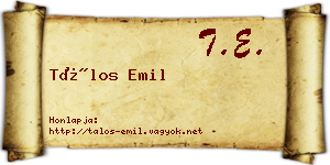 Tálos Emil névjegykártya